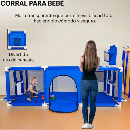 Corral bebé gimnasio de juegos porterías y tablero infantil