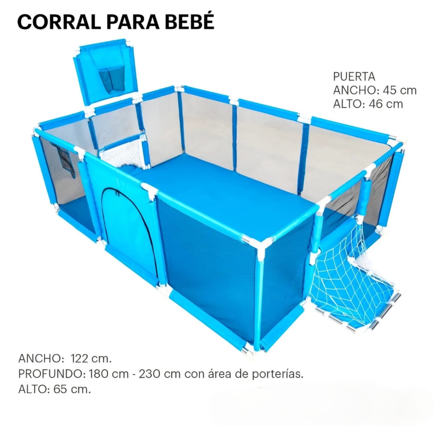 Corral bebé gimnasio de juegos porterías y tablero infantil