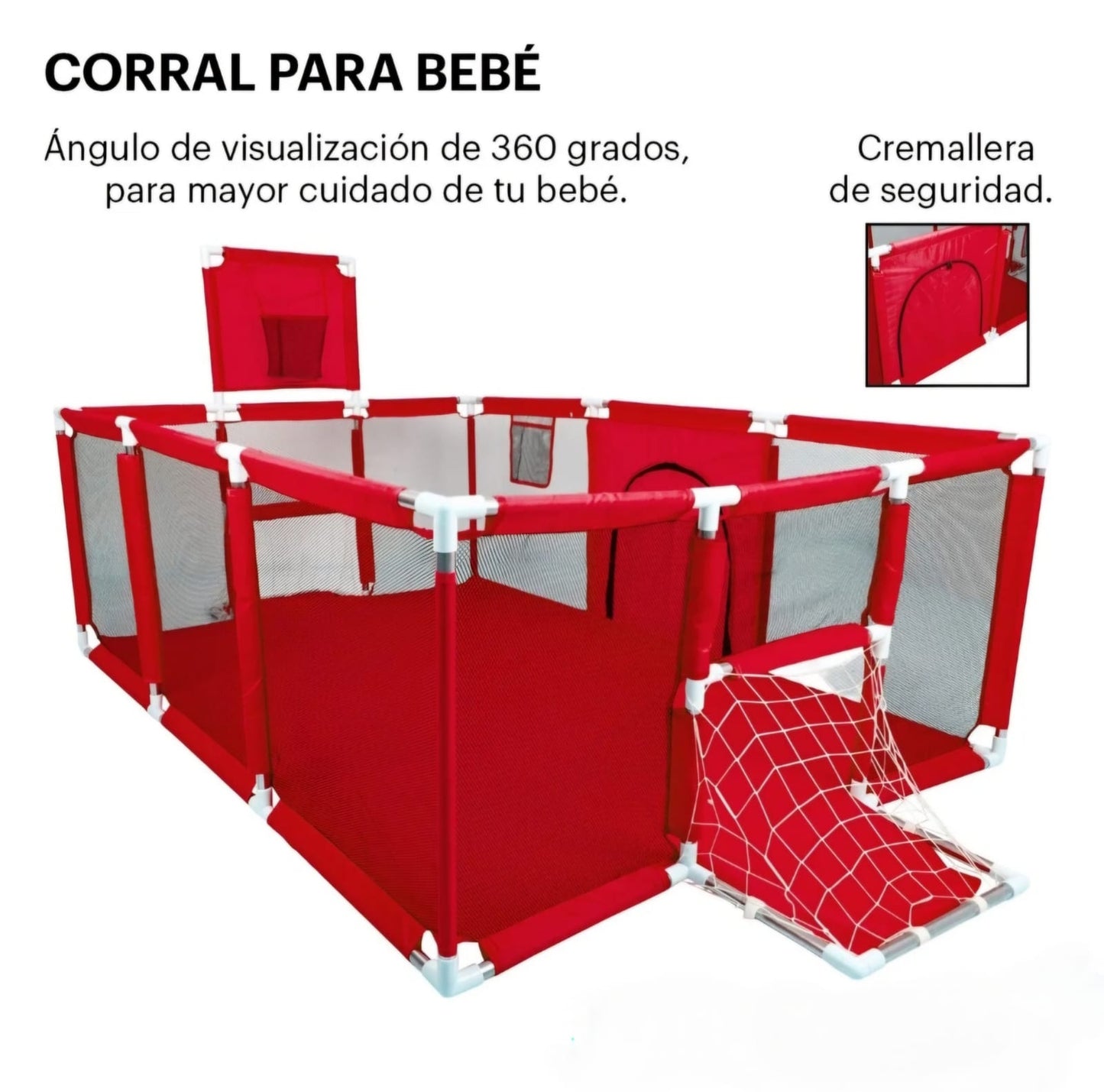 Corral bebé gimnasio de juegos porterías y tablero infantil