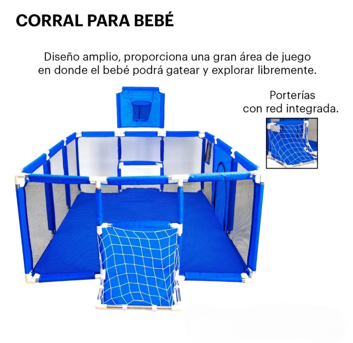 Corral bebé gimnasio de juegos porterías y tablero infantil