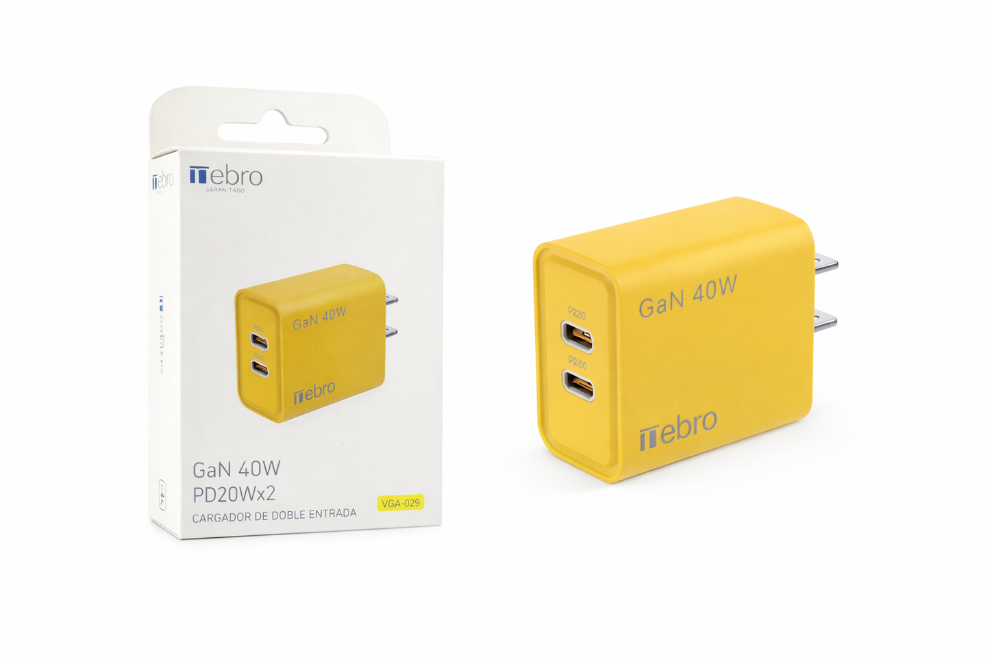 Cargador GaN Dobre Entrada Tipo-C 40w (20w+20w)